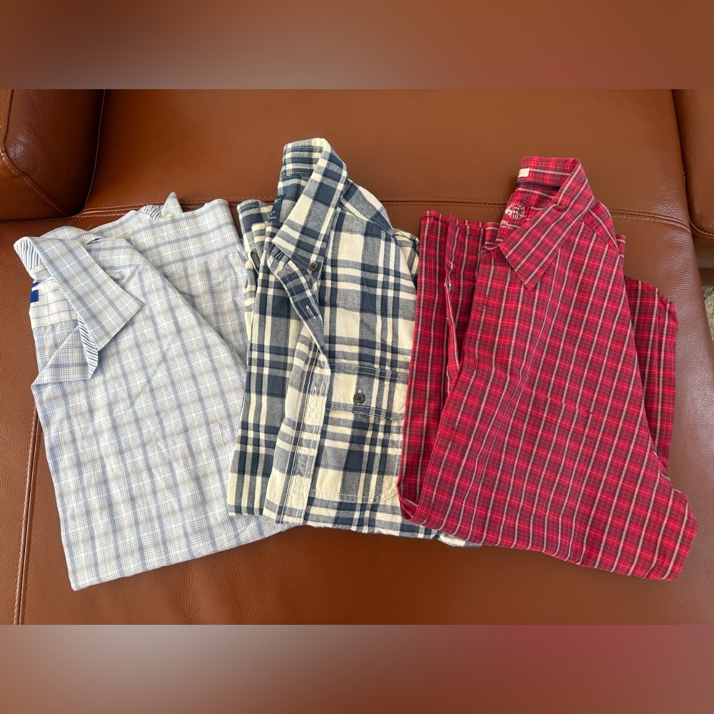 Lot of 3 Long Sleeve Button Down Men's Plaid Shirts